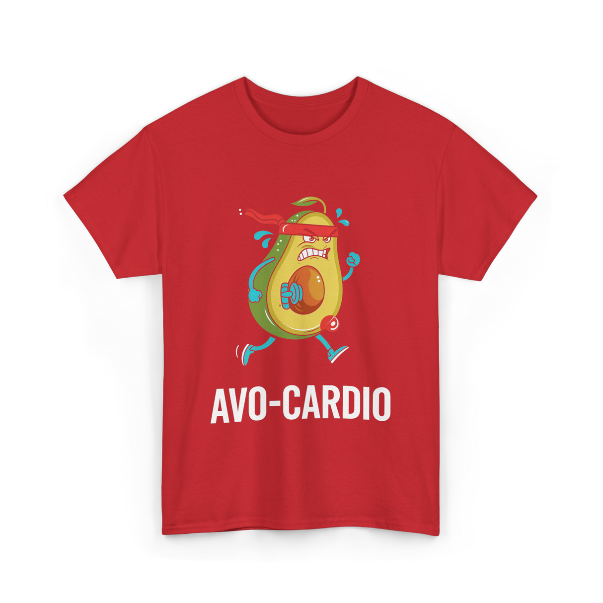 Avo-Cardio Avocado Fitness T-Shirt - Red