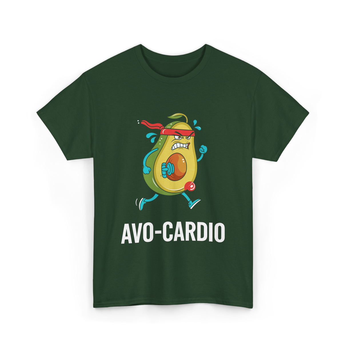 Avo-Cardio Avocado Fitness T-Shirt - Forest Green