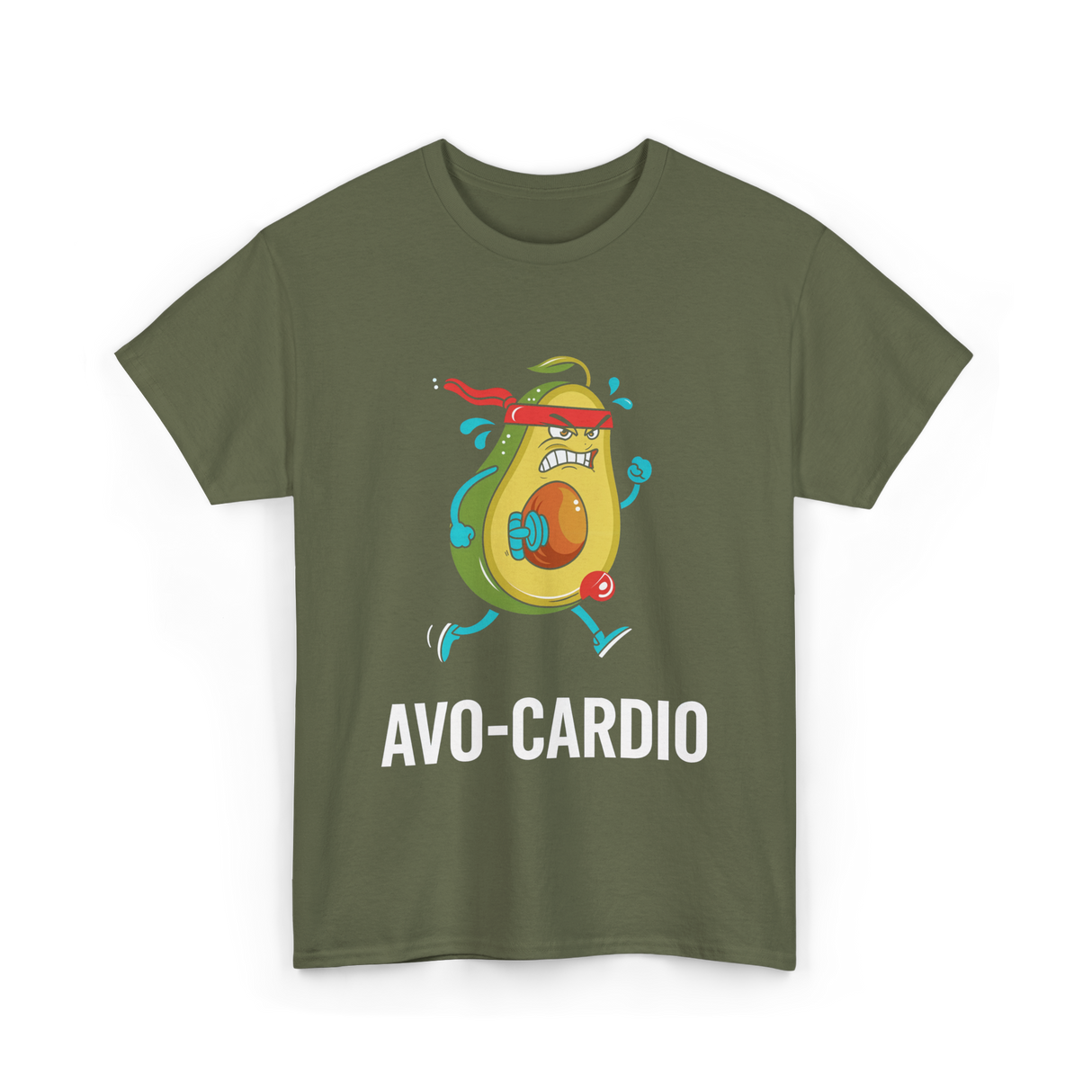 Avo-Cardio Avocado Fitness T-Shirt - Military Green