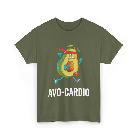 Avo-Cardio Avocado Fitness T-Shirt - Military Green