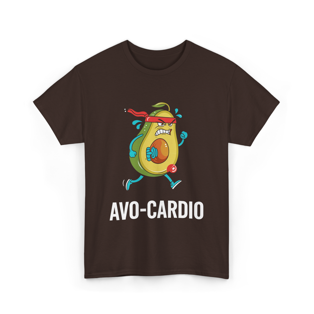 Avo-Cardio Avocado Fitness T-Shirt - Dark Chocolate