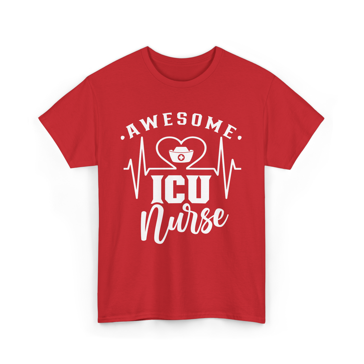 Awesome ICU Nurse Nursing T-Shirt - Red