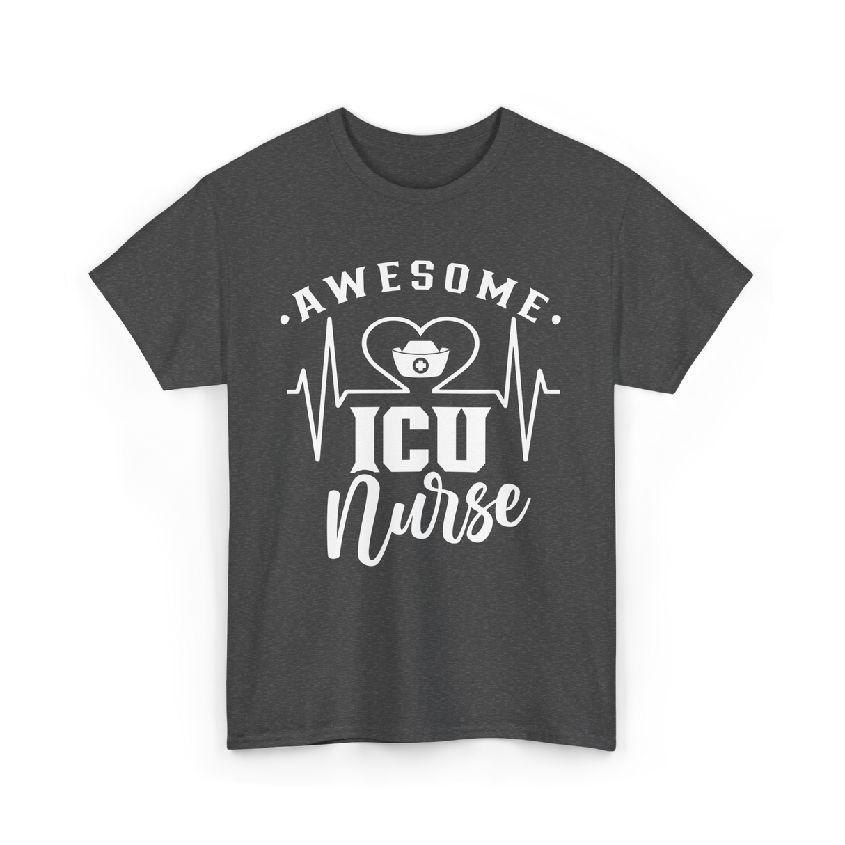 Awesome ICU Nurse Nursing T-Shirt - Dark Heather