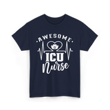 Awesome ICU Nurse Nursing T-Shirt - Navy