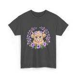 Baby Highland Cow Flowers T-Shirt - Dark Heather