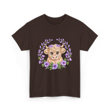 Baby Highland Cow Flowers T-Shirt - Dark Chocolate