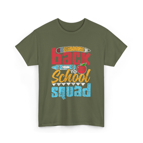 Back to School Squad Kids School T-Shirt - Military Green