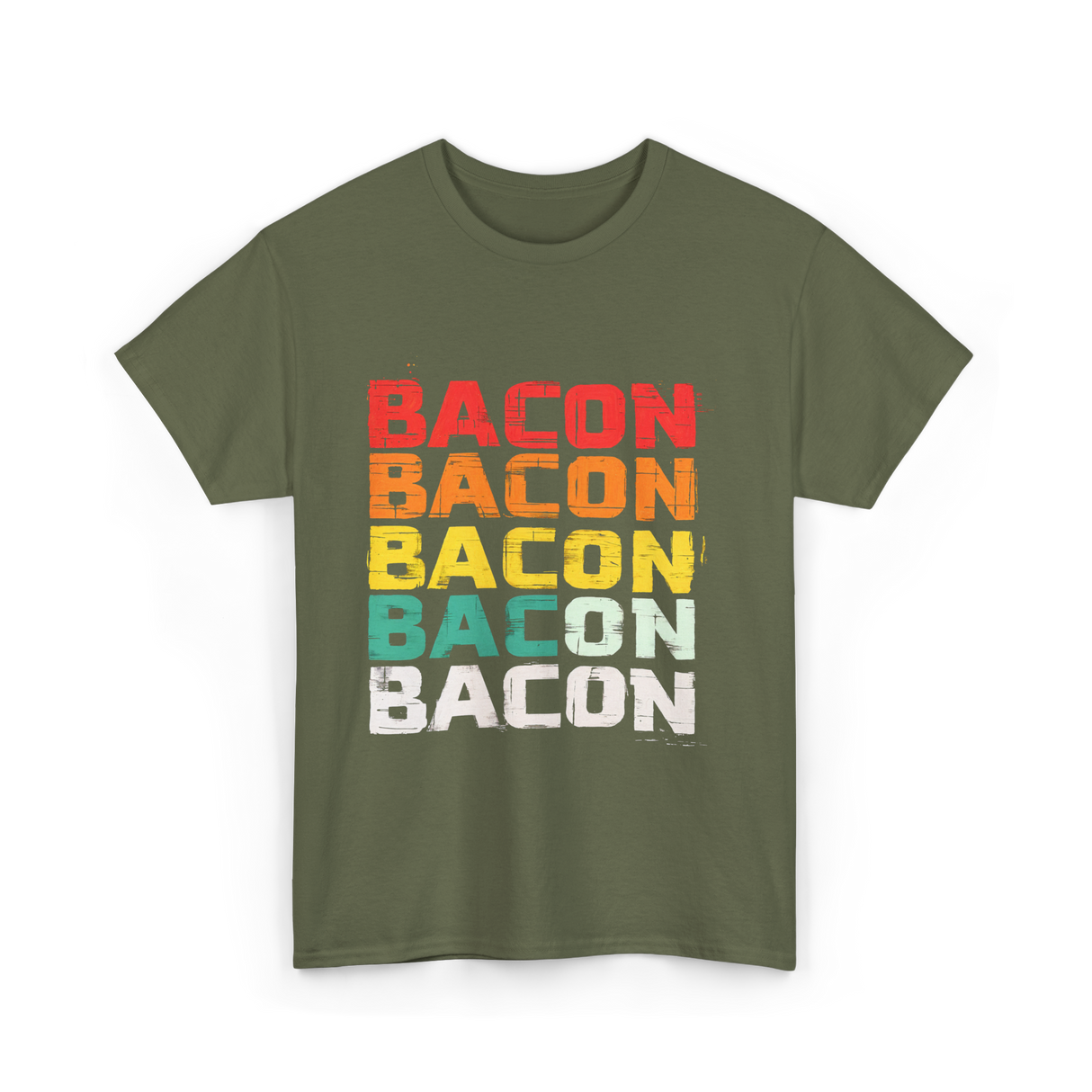 Bacon Bacon Bacon Food Lover T-Shirt - Military Green