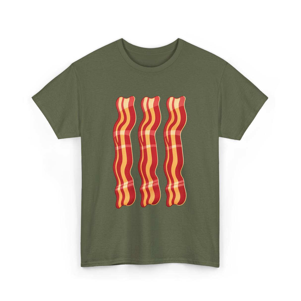 Bacon Strips Food Lover T-Shirt - Military Green