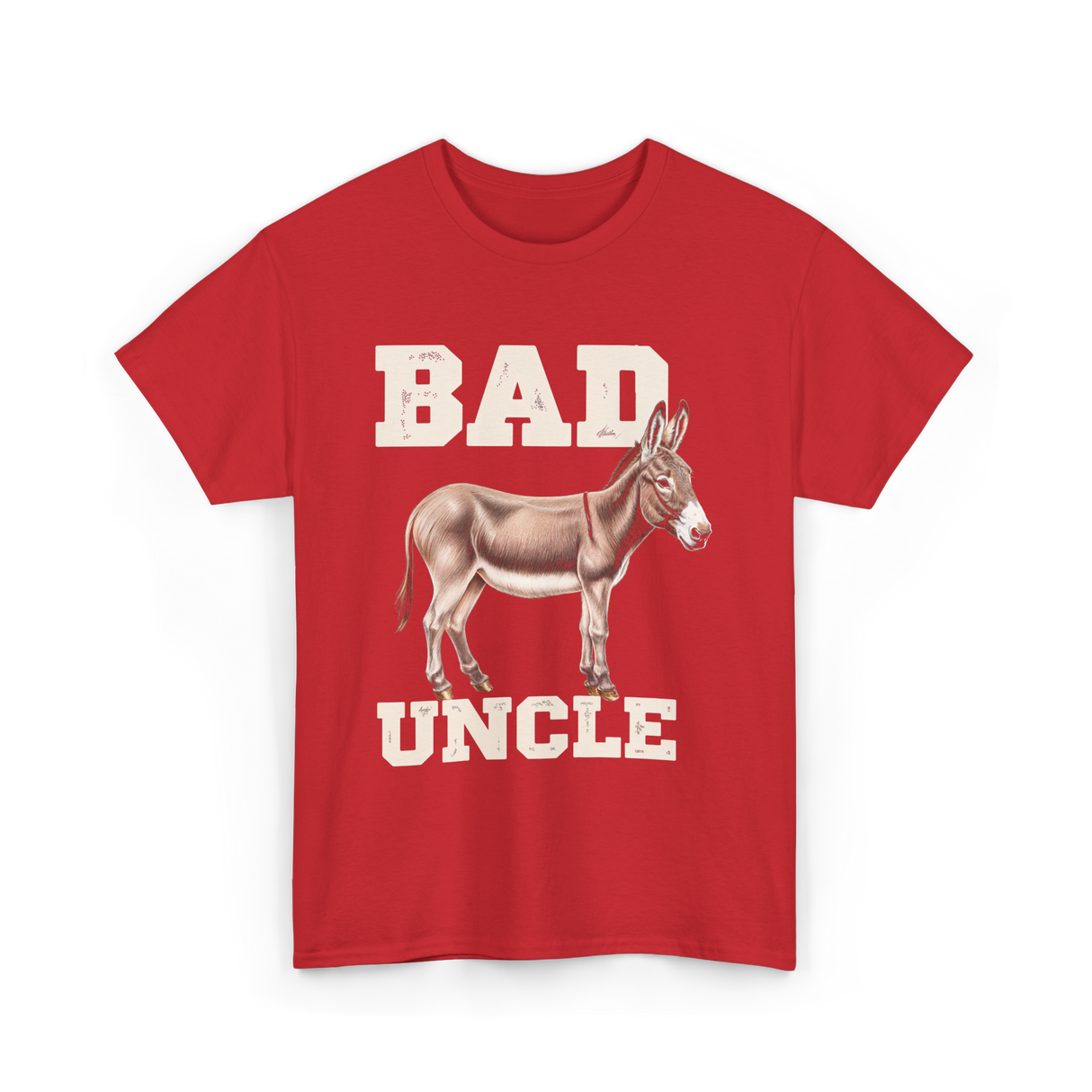 Bad Uncle Donkey Humor T-Shirt - Red