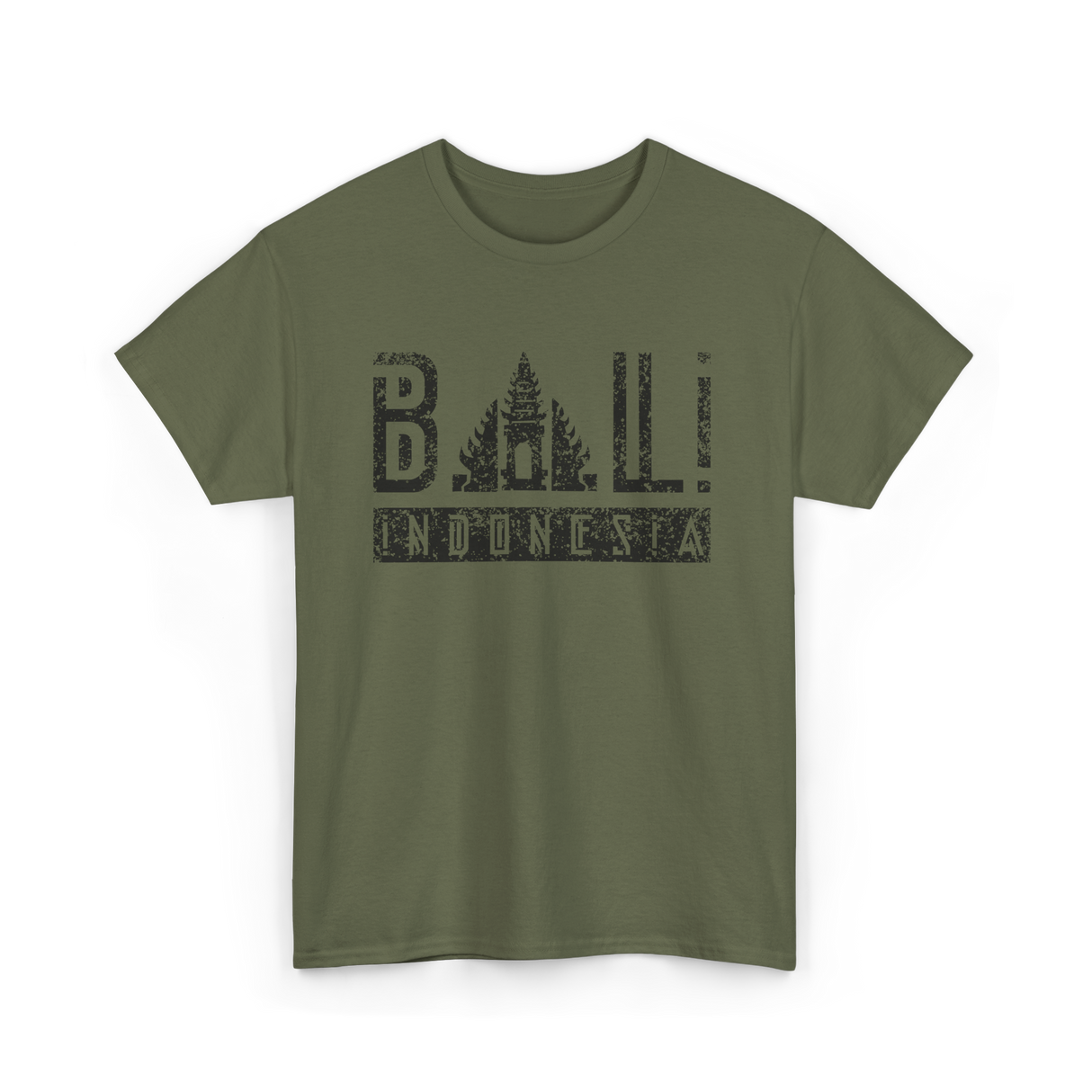 Bali Indonesia Summer Waves Vacation T-Shirt - Military Green