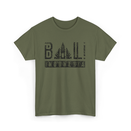 Bali Indonesia Summer Waves Vacation T-Shirt - Military Green