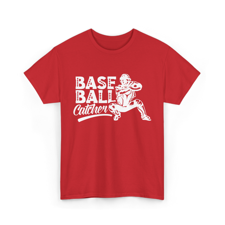 Baseball Catcher Sports Player T-Shirt - Red