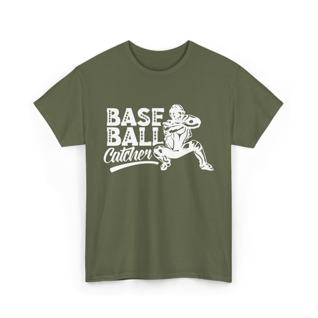 Baseball Catcher Sports Player T-Shirt - Military Green