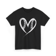 Baseball Heart Sports Fan T-Shirt - Black