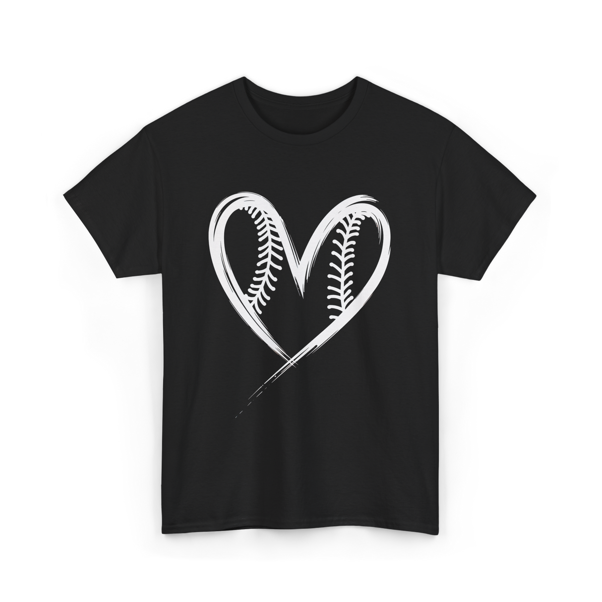 Baseball Heart Sports Fan T-Shirt - Black