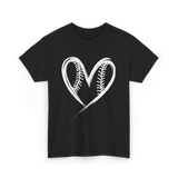 Baseball Heart Sports Fan T-Shirt - Black