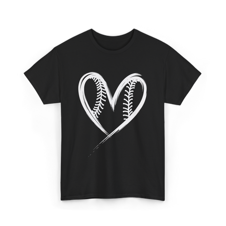 Baseball Heart Sports Fan T-Shirt - Black