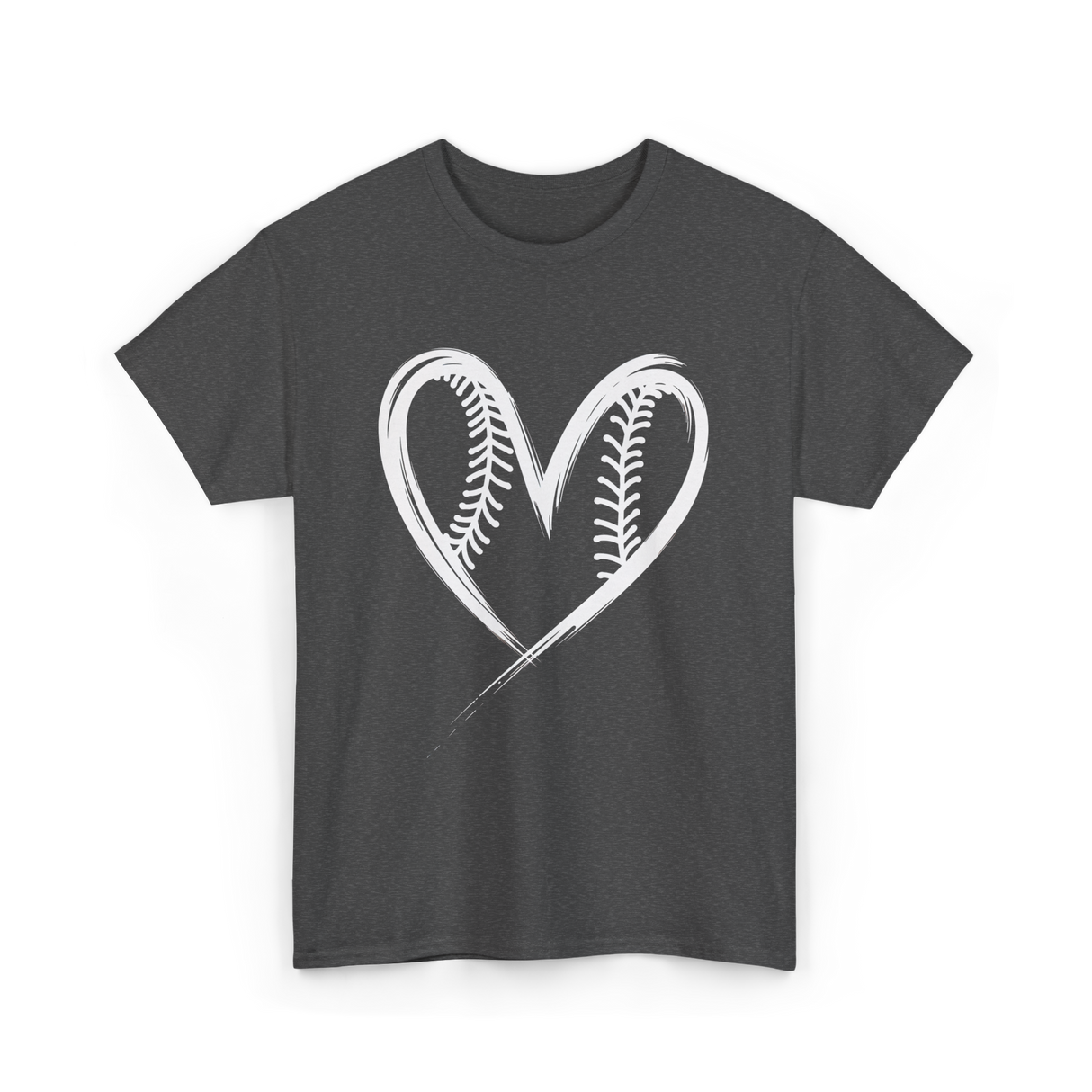 Baseball Heart Sports Fan T-Shirt - Dark Heather