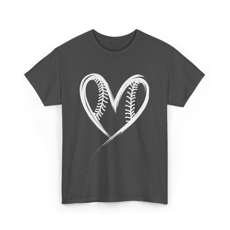 Baseball Heart Sports Fan T-Shirt - Dark Heather