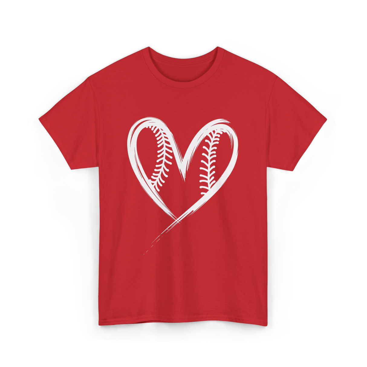 Baseball Heart Sports Fan T-Shirt - Red