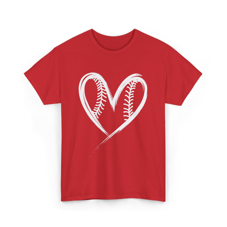 Baseball Heart Sports Fan T-Shirt - Red