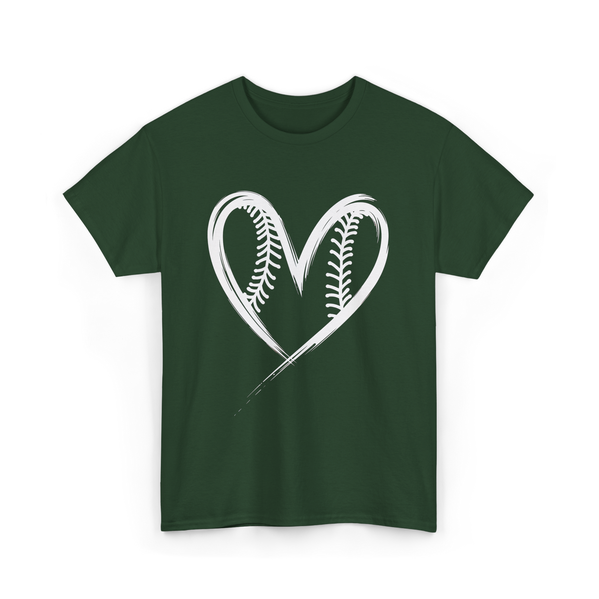 Baseball Heart Sports Fan T-Shirt - Forest Green