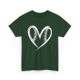 Baseball Heart Sports Fan T-Shirt - Forest Green