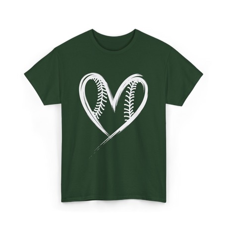 Baseball Heart Sports Fan T-Shirt - Forest Green