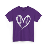 Baseball Heart Sports Fan T-Shirt - Purple