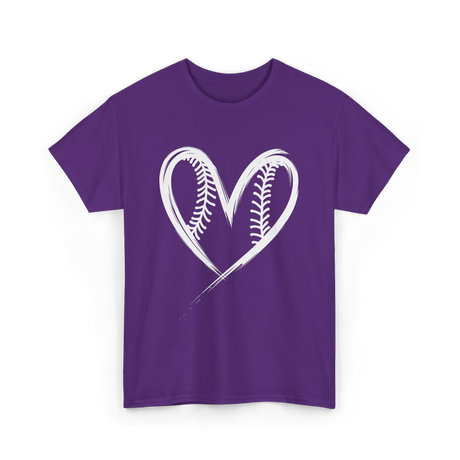 Baseball Heart Sports Fan T-Shirt - Purple