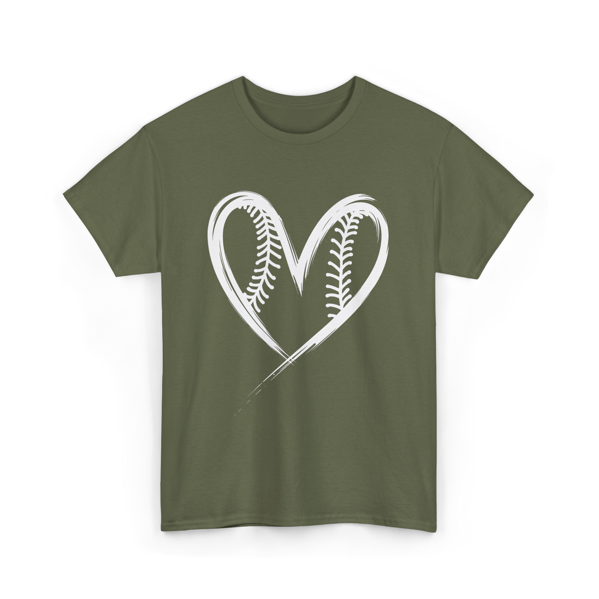 Baseball Heart Sports Fan T-Shirt - Military Green