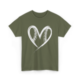 Baseball Heart Sports Fan T-Shirt - Military Green