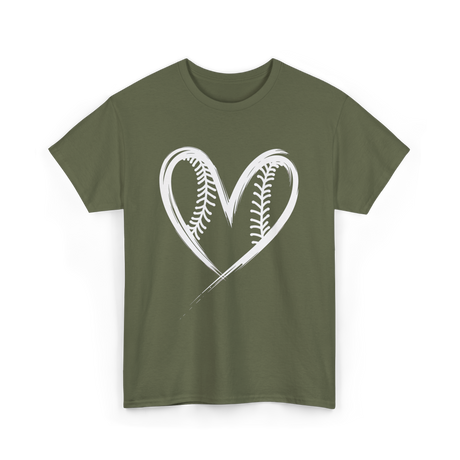 Baseball Heart Sports Fan T-Shirt - Military Green