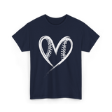 Baseball Heart Sports Fan T-Shirt - Navy