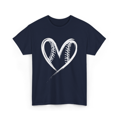 Baseball Heart Sports Fan T-Shirt - Navy