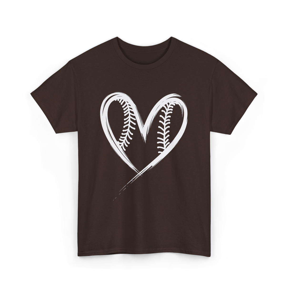 Baseball Heart Sports Fan T-Shirt - Dark Chocolate