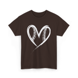 Baseball Heart Sports Fan T-Shirt - Dark Chocolate