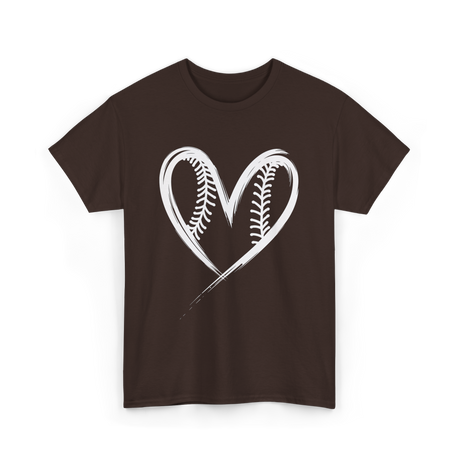 Baseball Heart Sports Fan T-Shirt - Dark Chocolate