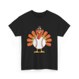 Baseball Turkey Thanksgiving Turkey T-Shirt - Black