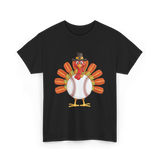 Baseball Turkey Thanksgiving Turkey T-Shirt - Black