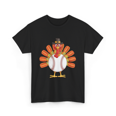 Baseball Turkey Thanksgiving Turkey T-Shirt - Black