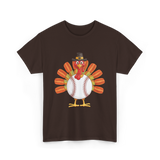 Baseball Turkey Thanksgiving Turkey T-Shirt - Dark Chocolate