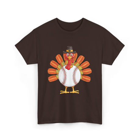 Baseball Turkey Thanksgiving Turkey T-Shirt - Dark Chocolate