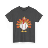 Baseball Turkey Thanksgiving Turkey T-Shirt - Dark Heather