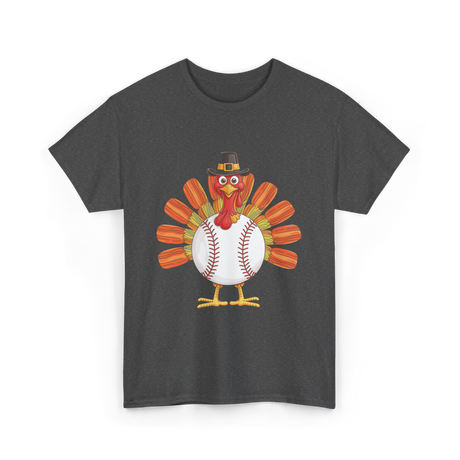 Baseball Turkey Thanksgiving Turkey T-Shirt - Dark Heather