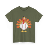 Baseball Turkey Thanksgiving Turkey T-Shirt - Military Green