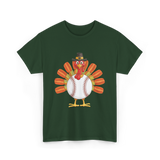 Baseball Turkey Thanksgiving Turkey T-Shirt - Forest Green