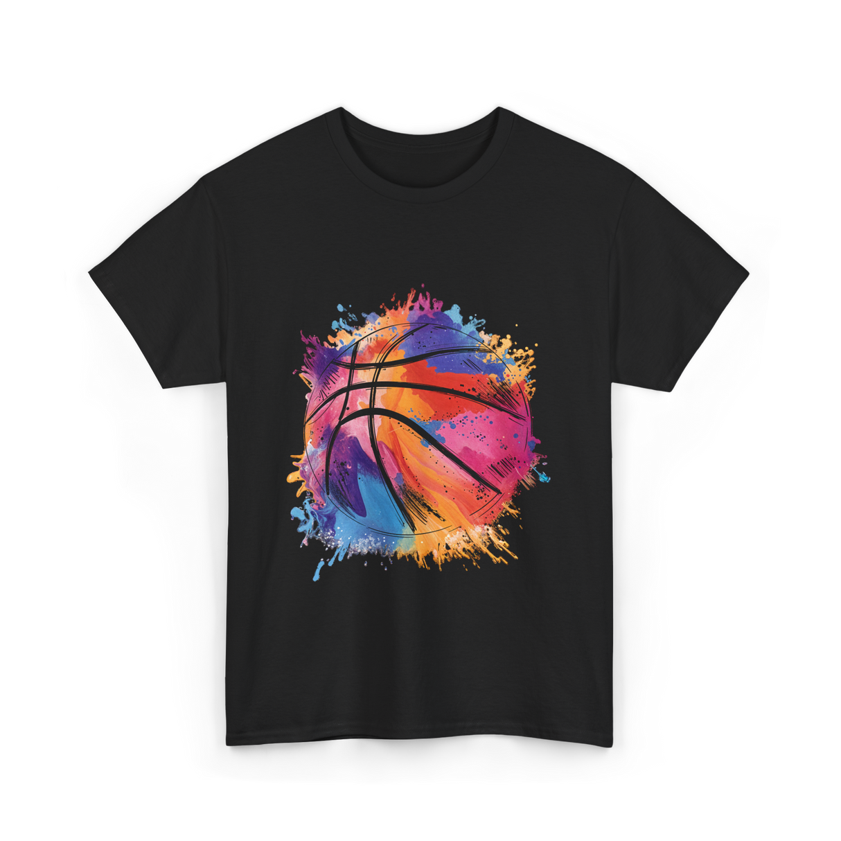 Basketball Art Youth Players Sport T-Shirt - Black