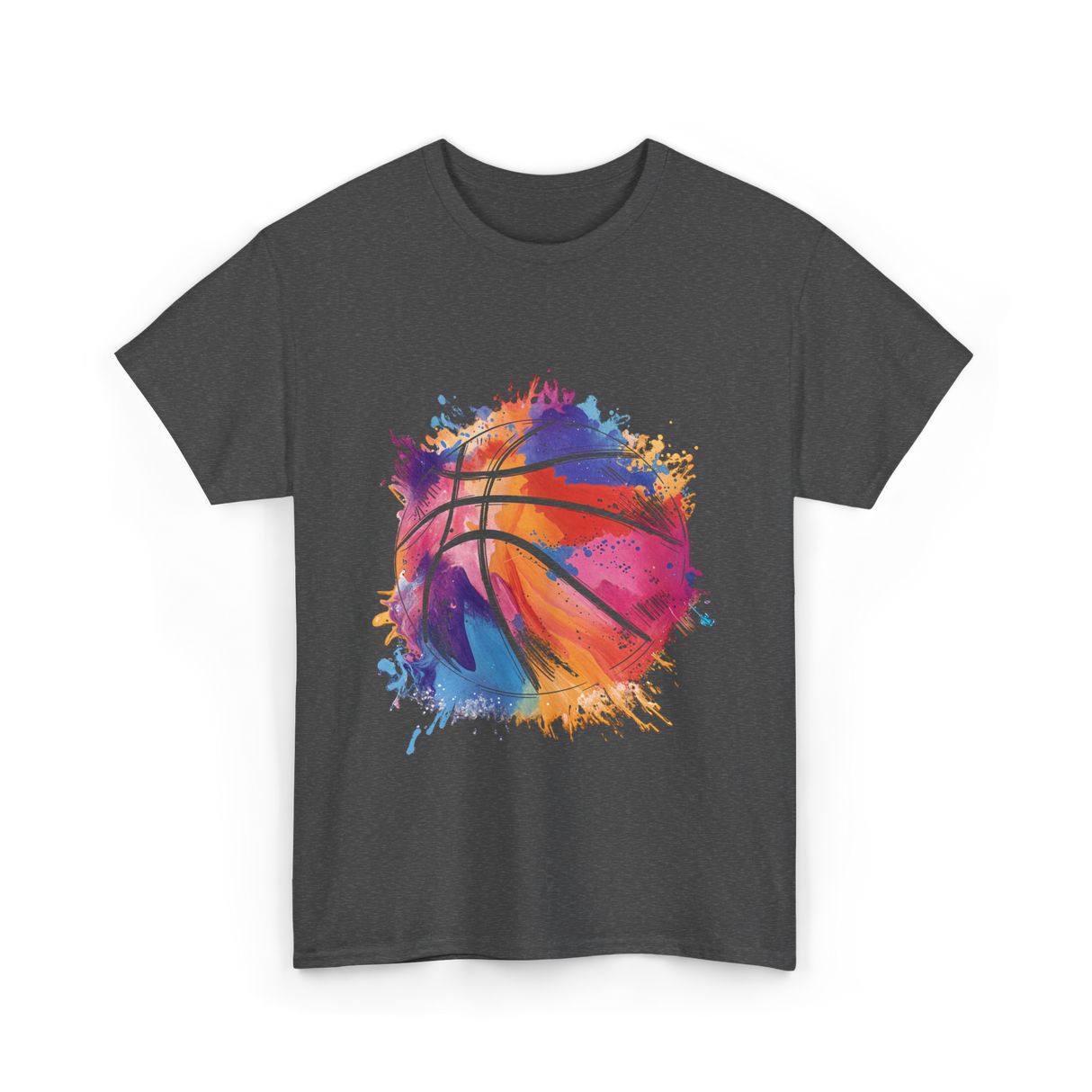 Basketball Art Youth Players Sport T-Shirt - Dark Heather